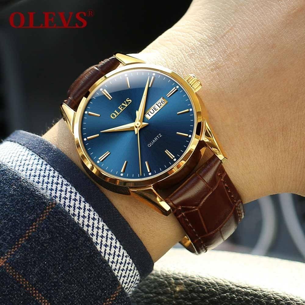 Men Watch Leather Belt Business relogio masculino men’s watches top brand luxury OLEVS