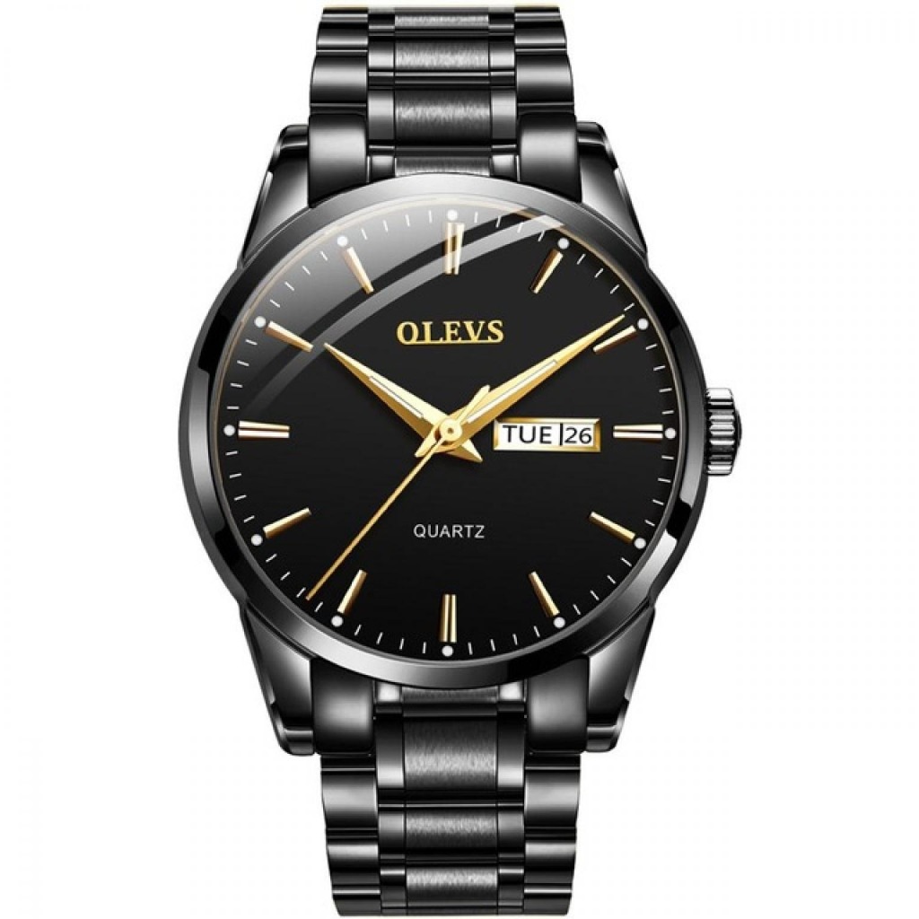 OLEVS Stainless Steel Wrist Watch for Men -Black