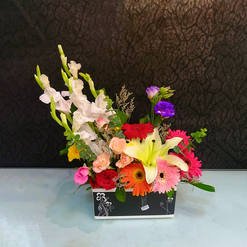 Flower Bouquet Of Roses, Gladiolus & Eustoma