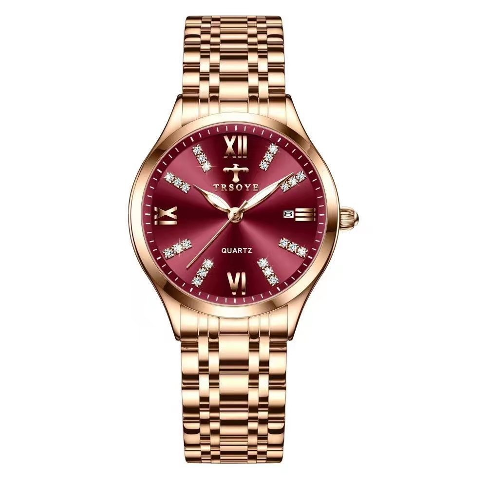 Trsoye Brand Watch Ladies Watches Wristwatches (Red dial)