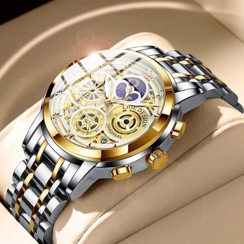 LIGE New Watch Men Chronograph Male Wrist Watches Waterproof Stainless Steel Quartz