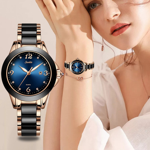 SUNKTA New Fashion ladies  Ceramic Wristwatch Quartz Watch