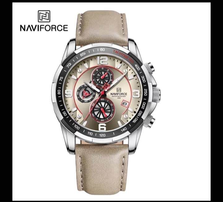 Naviforce 2022 8020B Pu Leather Wrist Watch For Men