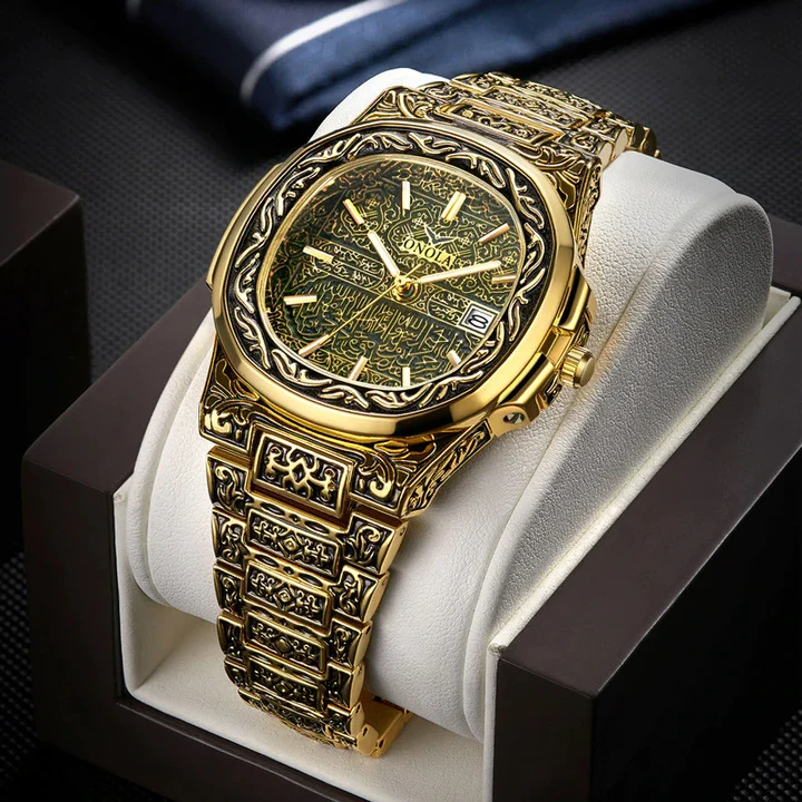 Arabic Number Green Dial Luxury Men's Watch - Buy Now!