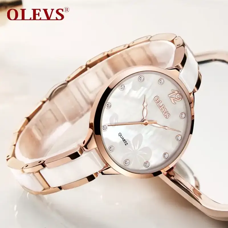 Olevs  White Stainless Steel Wrist Watch For Women - White