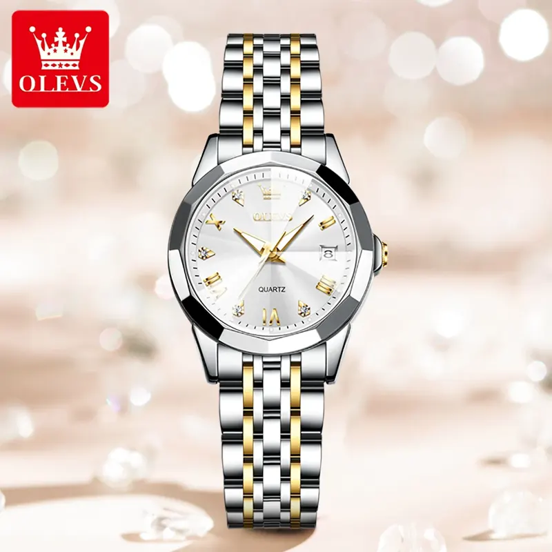 OLEVS Stainless Steel Luxury Ladies Fashion Wrist Watch