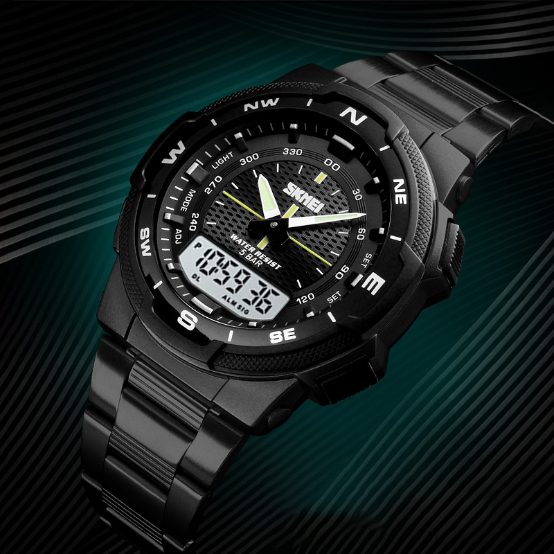 SKMEI Luxury Steel Waterproof Watch Relogio Masculino (Black White)