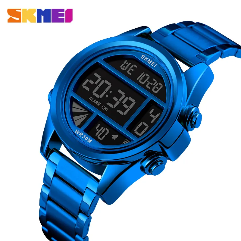 SKMEI Creative Luxury LED Digit Military Waterproof Luminous Alarm Date Wristwatch (Blue)