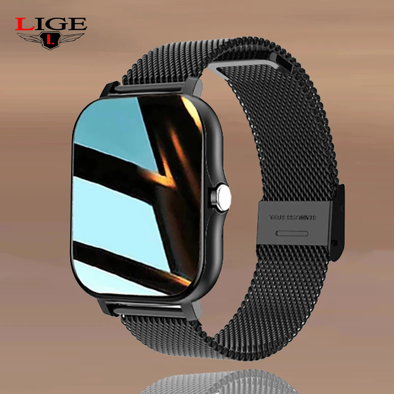 Black Color Full Touch Screen Fitness Tracker Bluetooth Call Smart Watch